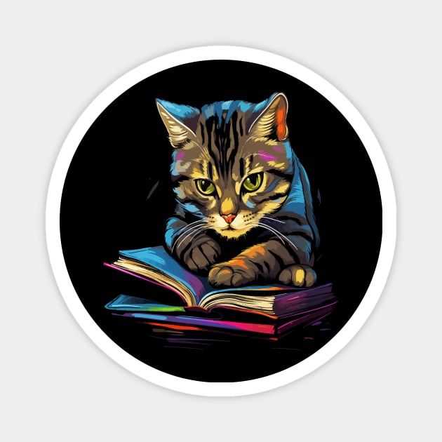 American Shorthair Reads Book Magnet by JH Mart